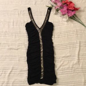 Arden B Gold Studded Black Dress